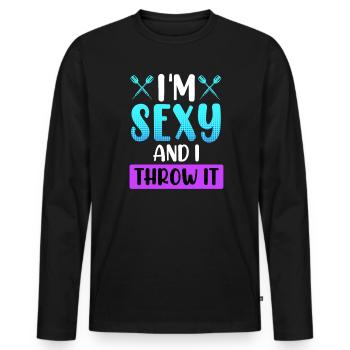 Frauen Darts Damen Dartpfeile Zubehör Dart - Männer Premium Bio Langarmshirt - Schwarz - Vorne - Nico (187cm)