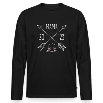 Mom 2023 pregnant with girl Boy Super Mama - Men's Premium Organic Long Sleeve Shirt - black - Front - Nico (187cm)