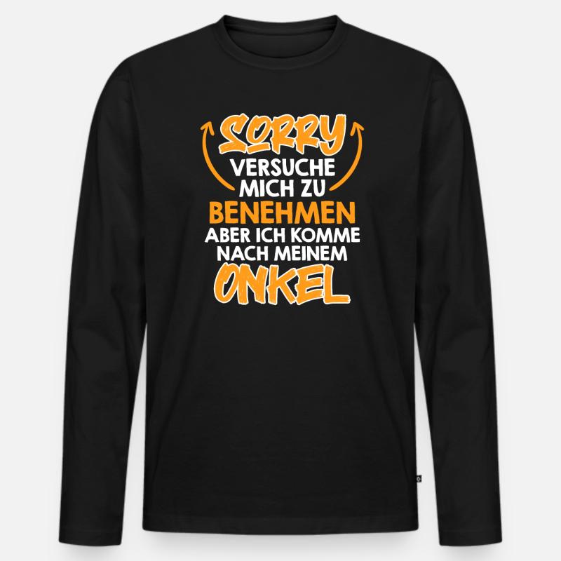 Versuche mich zu benehmen - Männer Premium Bio Langarmshirt - Schwarz