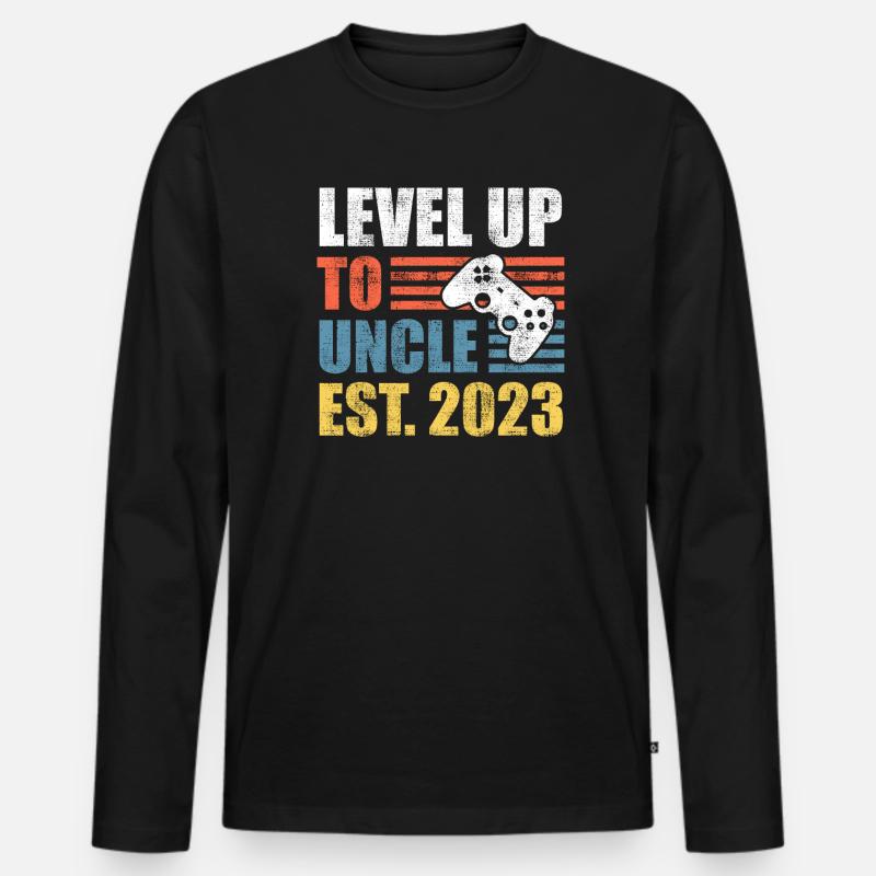 Level up to Onkel 2023 - Männer Premium Bio Langarmshirt - Schwarz