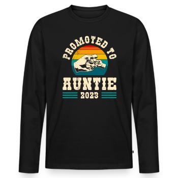 Promoted to Auntie 2023 Promotion Best Aunt - Men's Premium Organic Long Sleeve Shirt - black - Front - Nico (187cm)