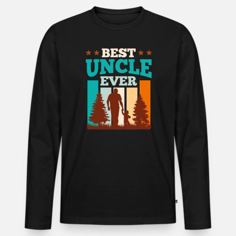 Bester Onkel ever Onkel - Männer Premium Bio Langarmshirt - Schwarz