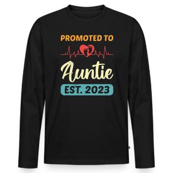 Promoted to Aunt 2023 Promotion Best Aunt - Men's Premium Organic Long Sleeve Shirt - black - Front - Nico (187cm)