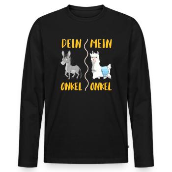 Dein Onkel mein Onkel - Männer Premium Bio Langarmshirt - Schwarz - Vorne - Nico (187cm)