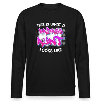 This is what a cool aunt from Bad As's aunt looks like - Men's Premium Organic Long Sleeve Shirt - black - Front - Nico (187cm)