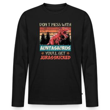 Ne plaisante pas avec tante tante dinosaure tante - T-shirt manches longues Premium bio Homme - noir - Devant - Nico (187cm)