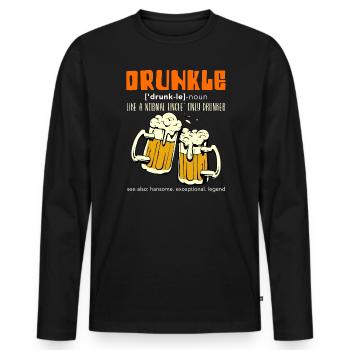 Beer Drinker Uncle Druncle - Men's Premium Organic Long Sleeve Shirt - black - Front - Nico (187cm)