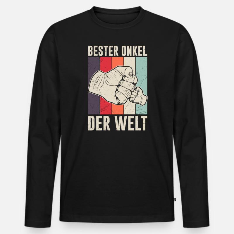 Bester Onkel der Welt - Männer Premium Bio Langarmshirt - Schwarz