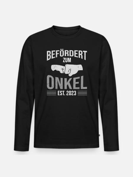 Befördert zum Onkel 2023 - Männer Premium Bio Langarmshirt - Schwarz