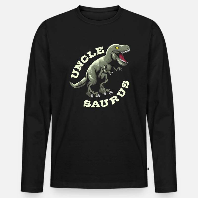 Onkel Saurus - Männer Premium Bio Langarmshirt - Schwarz