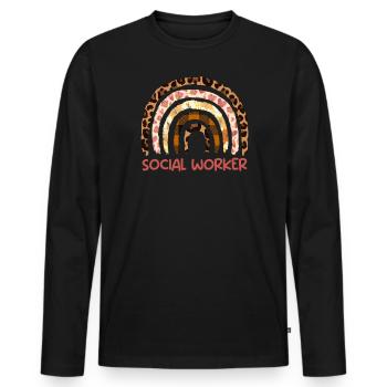 Travailleur social Regenbogen Je suis travailleur social - T-shirt manches longues Premium bio Homme - noir - Devant - Nico (187cm)