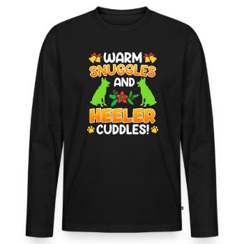 Australian Cattle Dog Warm Snuggles and Heeler - Men's Premium Organic Long Sleeve Shirt - black - Front - Nico (187cm)