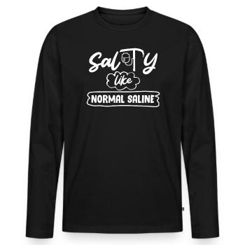 Salzig wie Kochsalzlösung Krankenschwester - Männer Premium Bio Langarmshirt - Schwarz - Vorne - Nico (187cm)