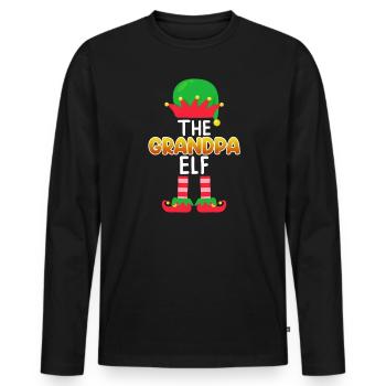 Opa Elfe Grandpa Elf - Men's Premium Organic Long Sleeve Shirt - black - Front - Nico (187cm)