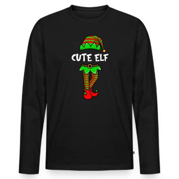 Cute Elf Sweet Elf Girlfriend Elf Woman - Men's Premium Organic Long Sleeve Shirt - black - Front - Nico (187cm)