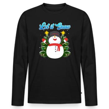 Let it Snow Snowman Noël - T-shirt manches longues Premium bio Homme - noir - Devant - Nico (187cm)