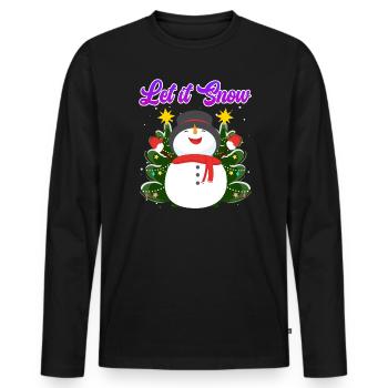 Let it Snow Snowman Noël - T-shirt manches longues Premium bio Homme - noir - Devant - Nico (187cm)