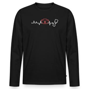 Nurselife Ich liebe meinen Job Krankenschwester - Männer Premium Bio Langarmshirt - Schwarz - Vorne - Nico (187cm)