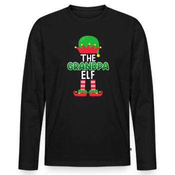 Opa Elfe Grandpa Elf - Men's Premium Organic Long Sleeve Shirt - black - Front - Nico (187cm)