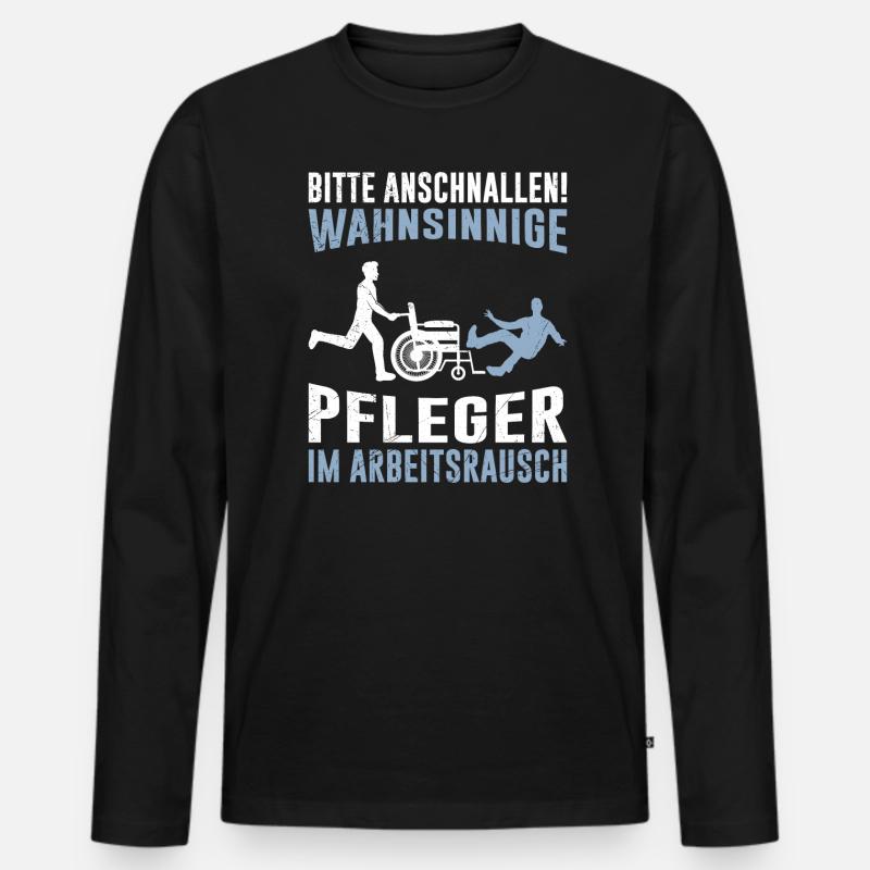 Anschnallen Pfleger im Arbeitsrausch Altenpfleger - Männer Premium Bio Langarmshirt - Schwarz