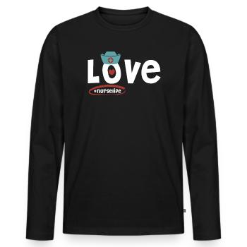 Nurselife Ich liebe meinen Job Krankenschwester - Männer Premium Bio Langarmshirt - Schwarz - Vorne - Nico (187cm)