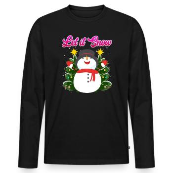 Let it Snow Snowman Noël - T-shirt manches longues Premium bio Homme - noir - Devant - Nico (187cm)