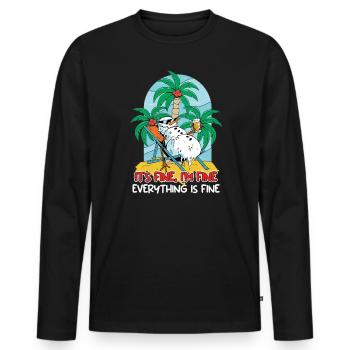 Everything is fine Schneemann Sonnenliege - Männer Premium Bio Langarmshirt - Schwarz - Vorne - Nico (187cm)
