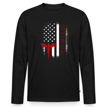 USA Doctor Nurse Best Nurse - Men's Premium Organic Long Sleeve Shirt - black - Front - Nico (187cm)