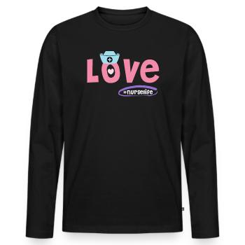 Nurselife Ich liebe meinen Job Krankenschwester - Männer Premium Bio Langarmshirt - Schwarz - Vorne - Nico (187cm)