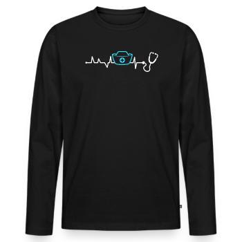 Nurselife Ich liebe meinen Job Krankenschwester - Männer Premium Bio Langarmshirt - Schwarz - Vorne - Nico (187cm)