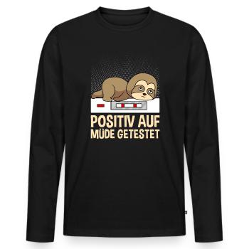 Tested positive for tired night shift - Men's Premium Organic Long Sleeve Shirt - black - Front - Nico (187cm)