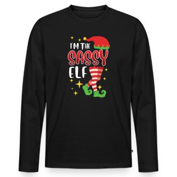Elfe effronté Je suis l’elfe impertinent Nicolas - T-shirt manches longues Premium bio Homme - noir - Devant - Nico (187cm)