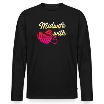 Je suis sage-femme avec cœur sage-femme - T-shirt manches longues Premium bio Homme - noir - Devant - Nico (187cm)