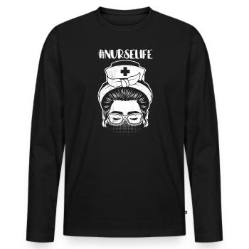 Vie infirmière Je suis infirmière - T-shirt manches longues Premium bio Homme - noir - Devant - Nico (187cm)