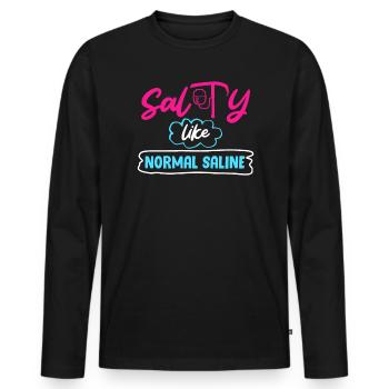 Salzig wie Kochsalzlösung Krankenschwester - Männer Premium Bio Langarmshirt - Schwarz - Vorne - Nico (187cm)
