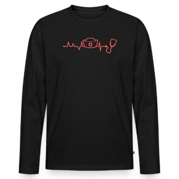 Nurselife Ich liebe meinen Job Krankenschwester - Männer Premium Bio Langarmshirt - Schwarz - Vorne - Nico (187cm)