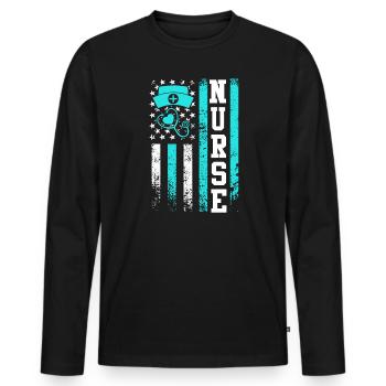 USA Nurse Nursing Nurse Nurse - Men's Premium Organic Long Sleeve Shirt - black - Front - Nico (187cm)