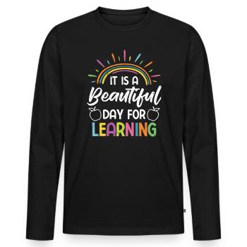 A wonderful day to learn Learning day teachers - Men's Premium Organic Long Sleeve Shirt - black - Front - Nico (187cm)