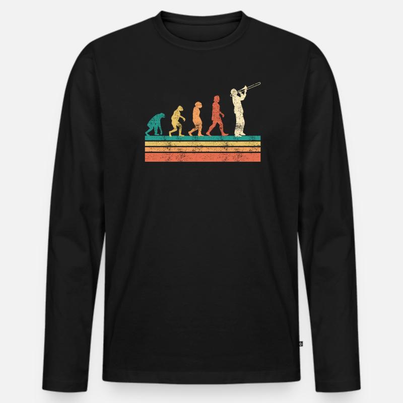 Musiker Posaunist die Evolution Posaune - Männer Premium Bio Langarmshirt - Schwarz