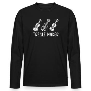Treble clef treble soprano violin first violin - Men's Premium Organic Long Sleeve Shirt - black - Front - Nico (187cm)