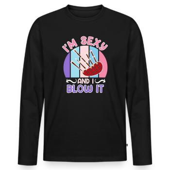 Je suis sexy et je souffle dans la cornemuse - T-shirt manches longues Premium bio Homme - noir - Devant - Nico (187cm)