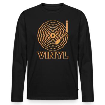 DJ Musiker Disko ich brauche Vinyl - Männer Premium Bio Langarmshirt - Schwarz - Vorne - Nico (187cm)
