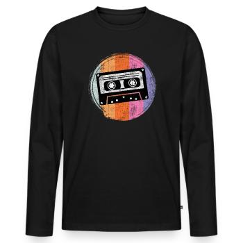 Radio Kinder aus den 90er Walkman Kassetten - Männer Premium Bio Langarmshirt - Schwarz - Vorne - Nico (187cm)
