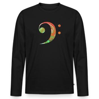 Clef de fa Je suis un musicien partition d'orchestre - T-shirt manches longues Premium bio Homme - noir - Devant - Nico (187cm)