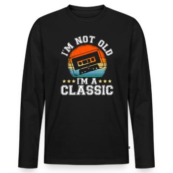 Ich bin nicht altmodisch bin klassisch Kassetten - Männer Premium Bio Langarmshirt - Schwarz - Vorne - Nico (187cm)