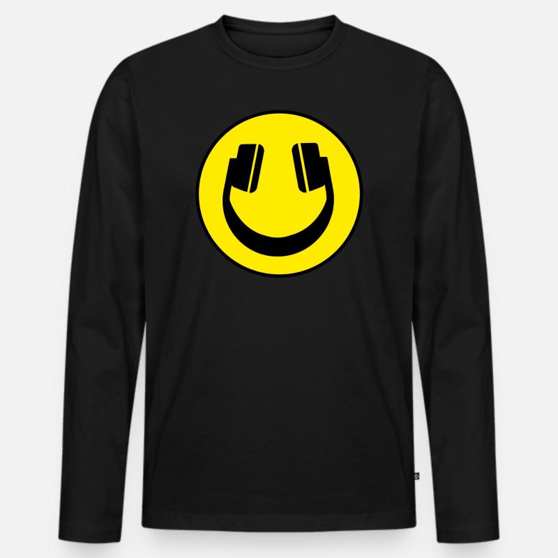-Musikkopfhörer - Männer Premium Bio Langarmshirt - Schwarz