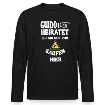 Guido heiratet Junggesellenabschied JGA Spruch - Männer Premium Bio Langarmshirt - Schwarz - Vorne - Nico (187cm)