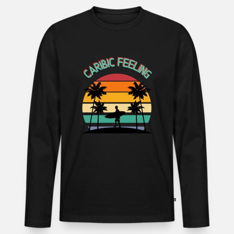 Caribic Feeling - Männer Premium Bio Langarmshirt - Schwarz