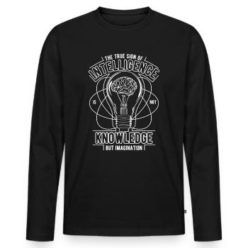 La vraie intelligence - T-shirt manches longues Premium bio Homme - noir - Devant - Nico (187cm)