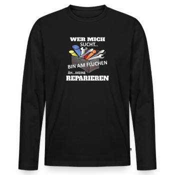 Lustiges Heimwerker Handwerker Design - Männer Premium Bio Langarmshirt - Schwarz - Vorne - Nico (187cm)